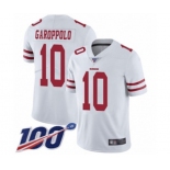 Youth San Francisco 49ers #10 Jimmy Garoppolo White Vapor Untouchable Limited Player 100th Season Football Jersey