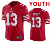 Youth San Francisco 49ers #13 Brock Purdy Red Vapor Untouchable Limited Stitched Football Jersey