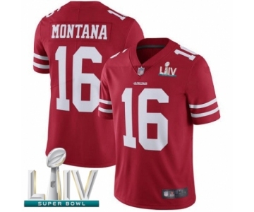 Youth San Francisco 49ers #16 Joe Montana Red Team Color Vapor Untouchable Limited Player Super Bowl LIV Bound Football Jersey