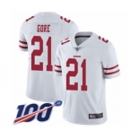 Youth San Francisco 49ers #21 Frank Gore White Vapor Untouchable Limited Player 100th Season Football Jersey