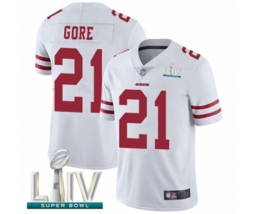 Youth San Francisco 49ers #21 Frank Gore White Vapor Untouchable Limited Player Super Bowl LIV Bound Football Jersey