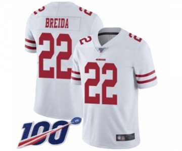 Youth San Francisco 49ers #22 Matt Breida White Vapor Untouchable Limited Player 100th Season Football Jersey