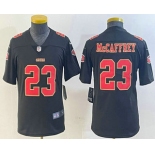 Youth San Francisco 49ers #23 Christian McCaffrey Black Red Fashion Vapor Limited Stitched Jersey