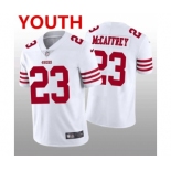 Youth San Francisco 49ers #23 Christian McCaffrey White 2022 Vapor Untouchable Stitched Jersey