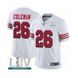 Youth San Francisco 49ers #26 Tevin Coleman Limited White Rush Vapor Untouchable Super Bowl LIV Bound Football Jersey