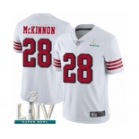 Youth San Francisco 49ers #28 Jerick McKinnon Limited White Rush Vapor Untouchable Super Bowl LIV Bound Football Jersey