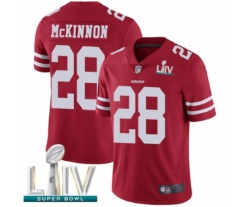 Youth San Francisco 49ers #28 Jerick McKinnon Red Team Color Vapor Untouchable Limited Player Super Bowl LIV Bound Football Jersey