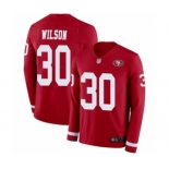 Youth San Francisco 49ers #30 Jeff Wilson Limited Red Therma Long Sleeve Football Jersey