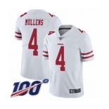 Youth San Francisco 49ers #4 Nick Mullens White Vapor Untouchable Limited Player 100th Season Football Jersey