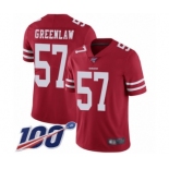 Youth San Francisco 49ers #57 Dre Greenlaw Red Team Color Vapor Untouchable Limited Player 100th Season Football Jersey