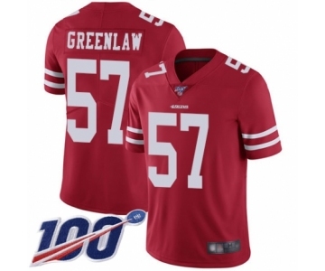 Youth San Francisco 49ers #57 Dre Greenlaw Red Team Color Vapor Untouchable Limited Player 100th Season Football Jersey