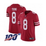 Youth San Francisco 49ers #8 Steve Young Red Team Color Vapor Untouchable Limited Player 100th Season Football Jersey