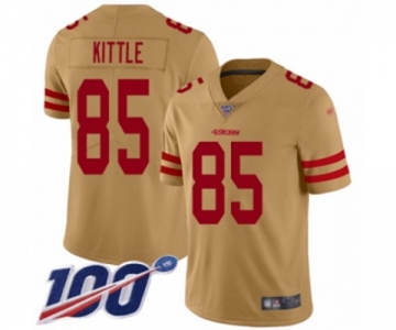 Youth San Francisco 49ers #85 George Kittle Limited Gold Inverted Legend 100th Season Football Jersey