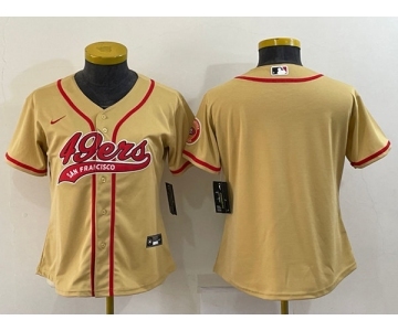 Youth San Francisco 49ers Blank Gold With Patch Cool Base Stitched Baseball Jersey