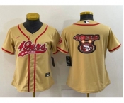 Youth San Francisco 49ers Gold Team Big Logo With Patch Cool Base Stitched Baseball Jersey