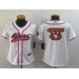 Youth San Francisco 49ers White Team Big Logo With Patch Cool Base Stitched Baseball Jersey