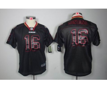 nike youth nfl jerseys san francisco 49ers #16 montana black[Elite lights out]