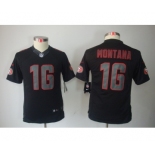 nike youth nfl jerseys san francisco 49ers #16 montana black[nike impact limited]