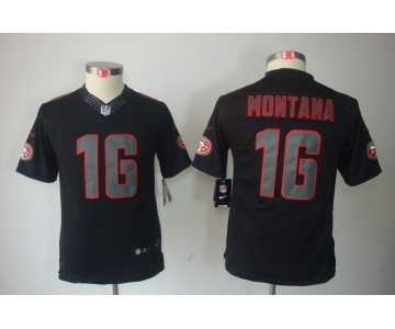 nike youth nfl jerseys san francisco 49ers #16 montana black[nike impact limited]