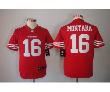 nike youth nfl jerseys san francisco 49ers #16 montana red[nike]