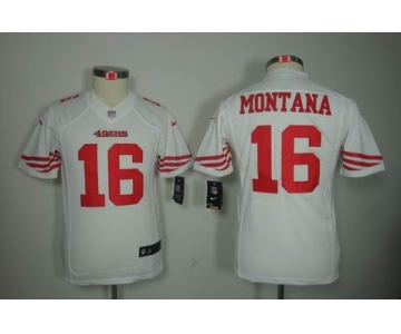 nike youth nfl jerseys san francisco 49ers #16 montana white[nike]