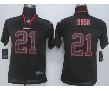 nike youth nfl jerseys san francisco 49ers #21 bush black[Elite lights out][bush]