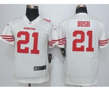 nike youth nfl jerseys san francisco 49ers #21 bush white[nike][bush]