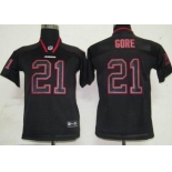 nike youth nfl jerseys san francisco 49ers #21 gore black[lights out]