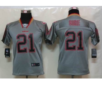 nike youth nfl jerseys san francisco 49ers #21 gore grey[Elite lights out]