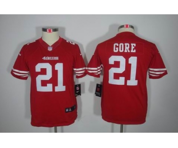 nike youth nfl jerseys san francisco 49ers #21 gore red[nike limited]