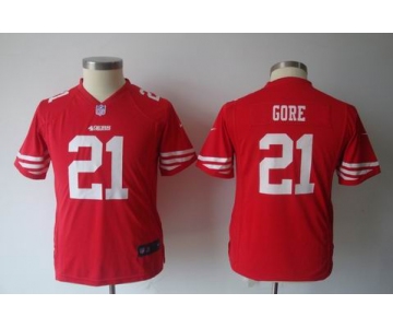 nike youth nfl jerseys san francisco 49ers #21 gore red[nike]