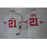 nike youth nfl jerseys san francisco 49ers #21 gore white[nike limited]