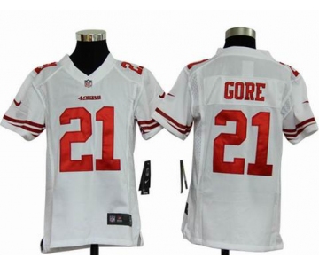 nike youth nfl jerseys san francisco 49ers #21 gore white[nike]