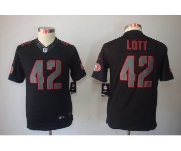 nike youth nfl jerseys san francisco 49ers #42 ronnie lott black[nike impact limited]