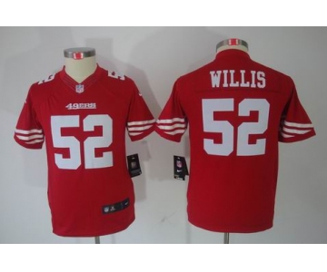 nike youth nfl jerseys san francisco 49ers #52 willis red[nike limited]