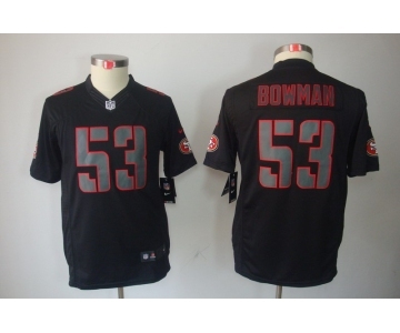 nike youth nfl jerseys san francisco 49ers #53 bowman black[nike impact limited]