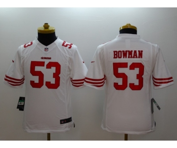 nike youth nfl jerseys san francisco 49ers #53 bowman white[nike limited]