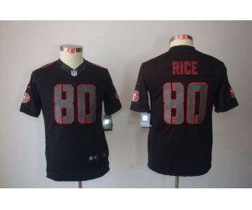 nike youth nfl jerseys san francisco 49ers #80 jerry rice black[nike impact limited]