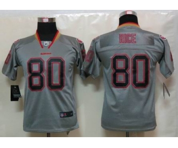 nike youth nfl jerseys san francisco 49ers #80 jerry rice grey[Elite lights out]