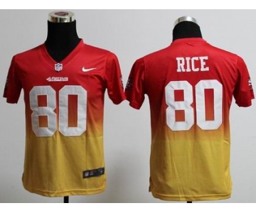 nike youth nfl jerseys san francisco 49ers #80 jerry rice red-yellow[nike drift fashion][second version]