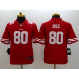 nike youth nfl jerseys san francisco 49ers #80 rice red[nike limited]