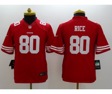 nike youth nfl jerseys san francisco 49ers #80 rice red[nike limited]