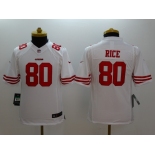 nike youth nfl jerseys san francisco 49ers #80 rice white[nike limited]