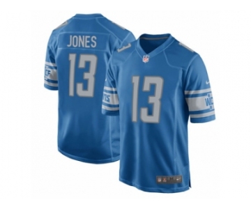 Men Nike Detroit Lions #13 T.J. Jones Game Blue Team Color NFL Jersey