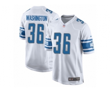 Men Nike Detroit Lions #36 Dwayne Washington Game White NFL Jersey