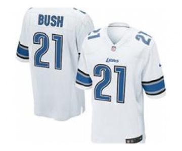 nike nfl jerseys detroit lions #21 bush white[game]