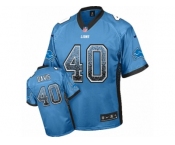 Men's Nike Detroit Lions #40 Jarrad Davis Elite Light Blue Drift Fashion NFL Jersey