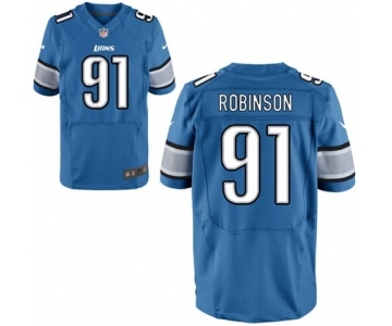 Men's Nike Detroit Lions #91 A'Shawn Robinson Elite Light Blue Team Color NFL Jersey