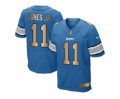 Nike Detroit Lions #11 Marvin Jones Jr Blue Team Color Men's Stitched NFL Elite Gold Jersey