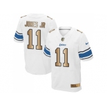 Nike Detroit Lions #11 Marvin Jones Jr White Men's Stitched NFL Elite Gold Jersey